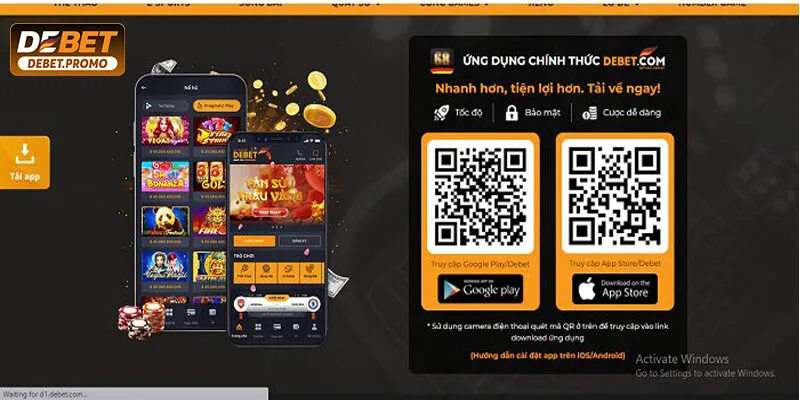 Download ứng dụng cho di động IOS và Android De bet