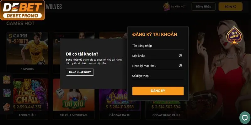 Cung cấp thông tin cài đặt tài khoản De bet